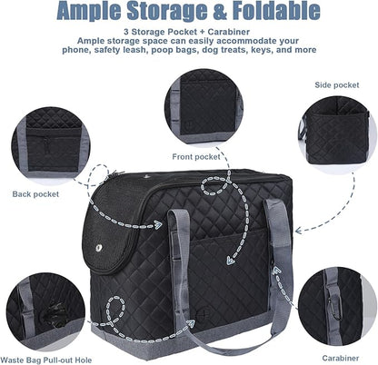 Dog Purse Carrier for Small Dogs, Soft Sided Pet Carrier with Pockets, Foldable Dog Carrier Purse for Puppy, Rabbit, Cat, Washable Breathable Pet Carrier, Dog Carrier Bag for Outdoor Shopping Travel