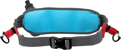 Kurgo On Trail Running Belt - Hands Free Running Belt for Dogs - Adjustable Dog Running Belt - Reflective Jogging Gear - Quick Access Pouch - BPA Free Water Bottle - Red/Blue/Gray