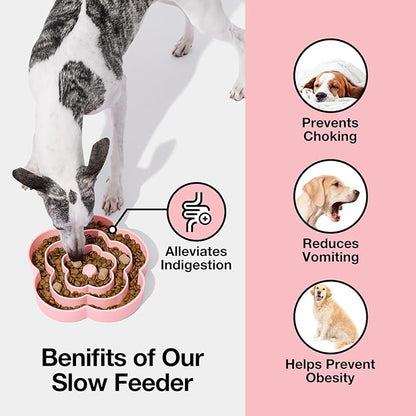 VETRESKA Slow Feeder Dog Bowls, Silicone Dog Puzzle Bowl for Healthy Eating, Puppy Slow Feeder Bowl Anti-Choking, Flower Bowls Ideal for Large Breed/Medium/Small Dogs & Cat
