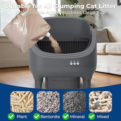 Self Cleaning Litter Box: Automatic Cat Litter Box with App Control – Scoop Free, Large Capacity for Multiple Cats, Odor Control, Ultra Quiet, Smart Safety Sensors