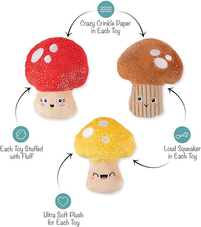 Fringe Studio Plush Dog Toy, 3 Pieces Set, SHROOMING, Pet Shop Collection (662176)
