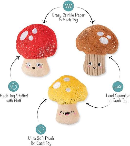 Fringe Studio Plush Dog Toy, 3 Pieces Set, SHROOMING, Pet Shop Collection (662176)