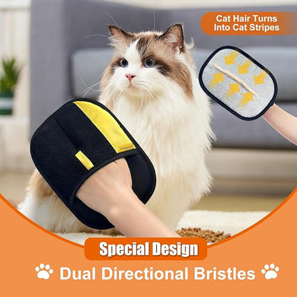 Electrostatic Gloves for Pet Hair Removal: Upgraded 2PCS Animal Fur Removal Tool for Dogs&Cats Efficient Reusable Pet Hair Remover for Couch Carpet Car Seat Clothing Quick Clean (1 pcs-Black)