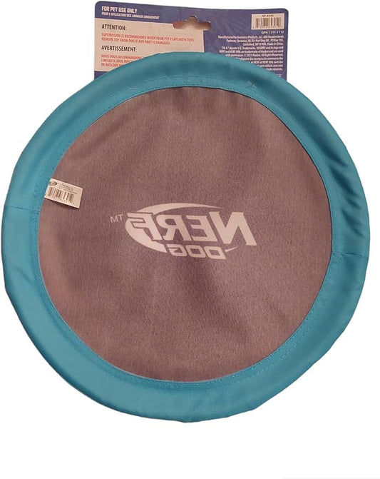 Nerf Dog Nylon Flyer Dog Toy, Flying Disc, Lightweight, Durable and Water Resistant, Great for Beach and Pool, 10 inch Diameter, for Medium/Large Breeds, Sky Blue and Black