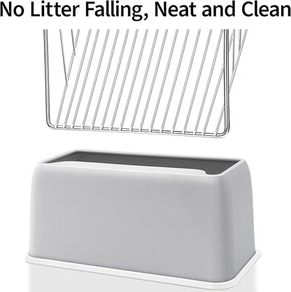 UFECODO Fast Sifting Cat Litter Scoop with Holder Stand, Stainless Steel Poop Scooper with Ergonomic Wood Handle, Heavy Duty and Easy Clean