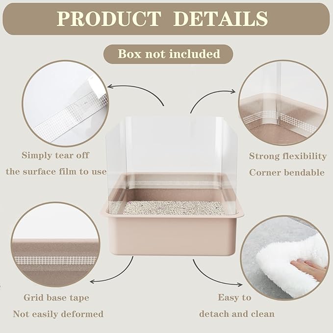 8Pcs Cat Litter Box Pee Shields - Open Top Litter Box Splash Guard Privacy Screen Transparent Easy Clean 14.5 * 11.5in-Box Not Included (8)