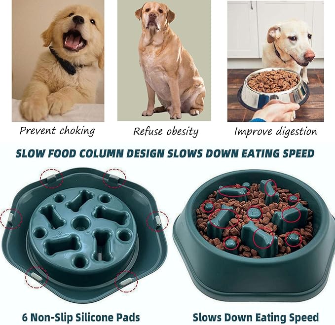 Slow Feeder Dog Bowl,Anti Gulping Healthy Eating Interactive Bloat Stop Fun Alternative Dog Slow Food Feeding Pet Bowl,