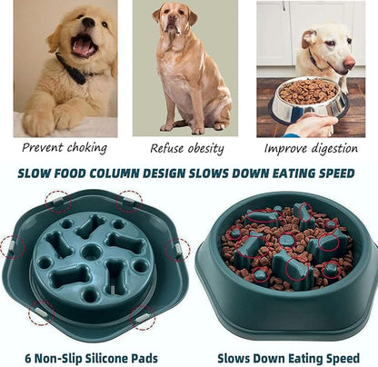 Slow Feeder Dog Bowl,Anti Gulping Healthy Eating Interactive Bloat Stop Fun Alternative Dog Slow Food Feeding Pet Bowl,