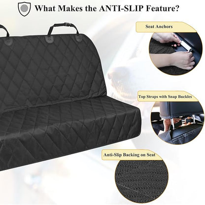 VIVAGLORY Dog Seat Cover Quickcover Seat Protector for Dog, Backseat Cover for Car SUV & Truck, Back Rear Backseat Bench Protector, Large, Black