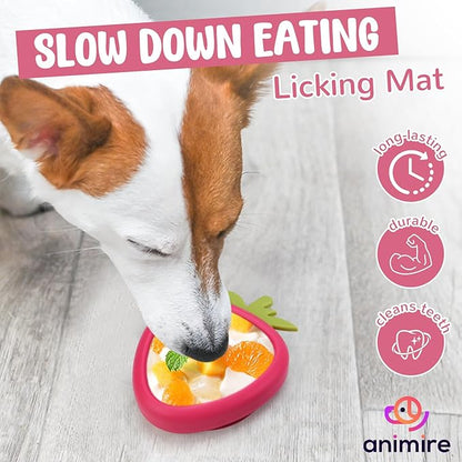 Freeze Dog Lick Bowl, Animire Non-Slip Slow Feeder Lick Mat for Dogs, Silicone Dog Enrichment Bowl for Distraction Anxiety Relief Boredom, BPA Free, Dishwasher Safe(Rose,L)