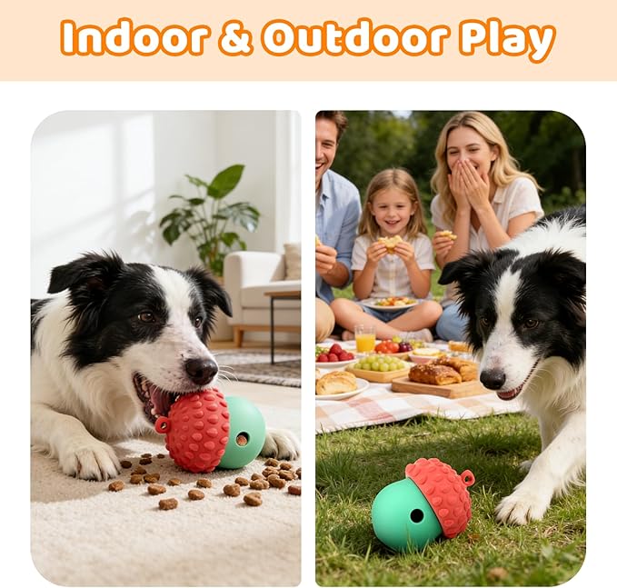 Dog Treat Toys for Puppy, Silicone Dog Toy Treat Dispenser Slow Feeder, Dog Interactive Toys for Boredom, Dog Enrichment Toys to Keep Them Busy, Interactive Dog Toy 1 Pack (Red&Green)