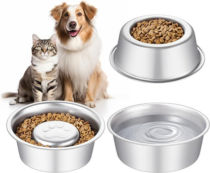 Stainless Steel Pet Dog Water and Food Bowl, 2-Pack (6.3 x 2.1 Inches),Solid, Dishwasher-Safe, and Harmless to Pets. Dog Bowl, cat Bowl