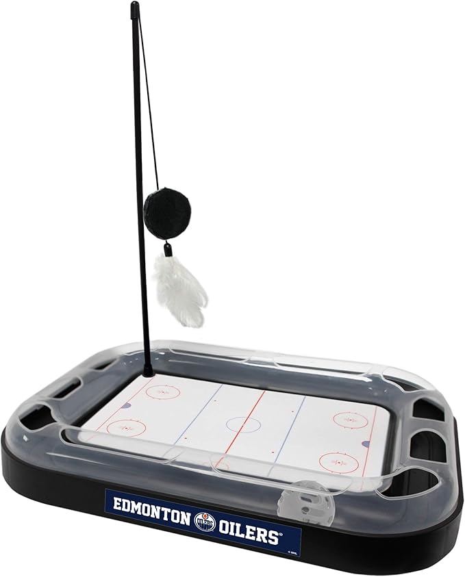 Pets First 5-in-1 NHL Edmonton Oilers Hockey Field Cat Scratcher Toy with Interactive Cat Ball Bell in Tracks
