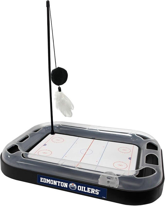 Pets First 5-in-1 NHL Edmonton Oilers Hockey Field Cat Scratcher Toy with Interactive Cat Ball Bell in Tracks