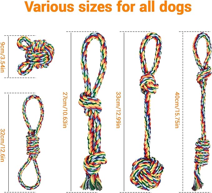Pet Rope Toys (Small Rainbow Color 5PCS)