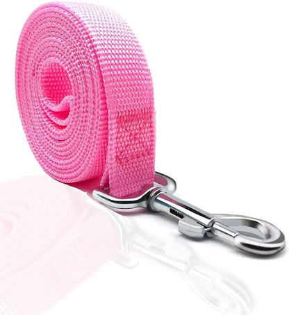 TAIAN 4FT/5FT/6FT Strong Dog Leash, Nylon Dog Leashes for Small Medium Large Dogs (Pink, 1 in x 15 ft)