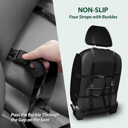 FURHAB Dog Car Front Seat Cover with Side Flaps & Buckle Straps for Pet, 100% Waterproof 600D Oxford Single Seat Protector Heavy Duty Quilted Scratch Proof, Universal Size for SUV Truck, Black