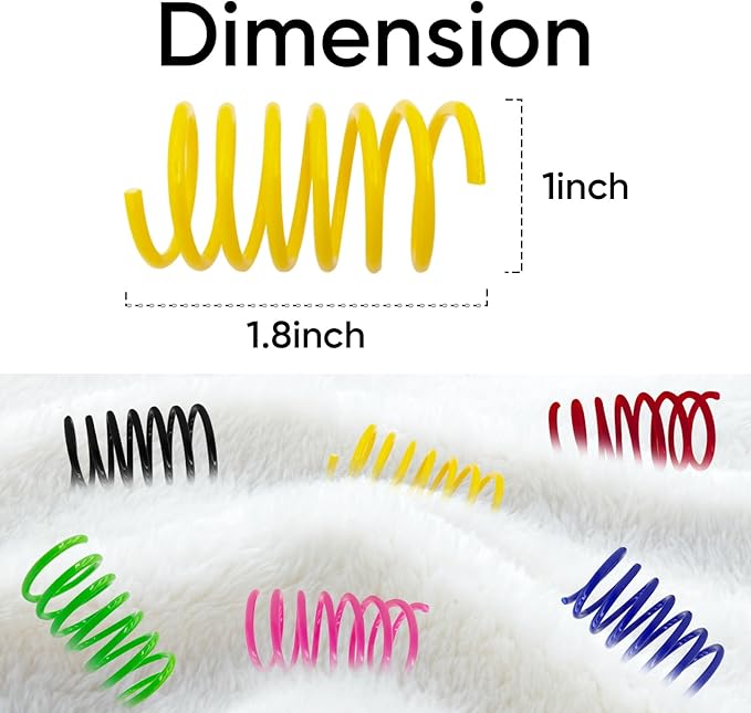 AGYM 6Colors Plastic Spring Cat Toys, 90 Pack Spiral Springs for Indoor Cats to Swat, Bite, Hunt, Interactive Toys for Cats and Kittens