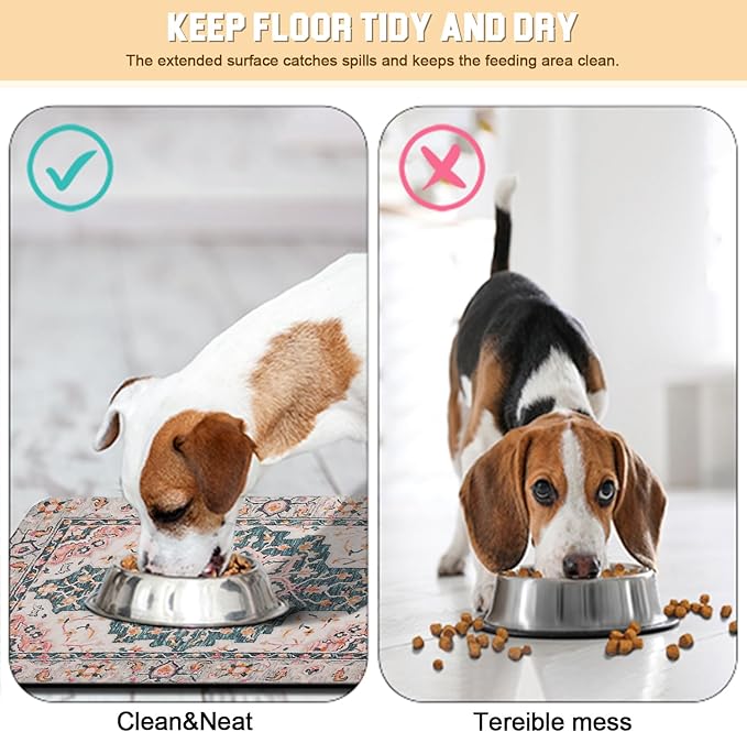 Dog Food Mat for Floors Waterproof Quick Dry Pet Placemat Cat Feeding Bowls Mats for Food and Water, Eco-Friendly Dog Accessories Diatomite Pets Supplies 12" X 20"