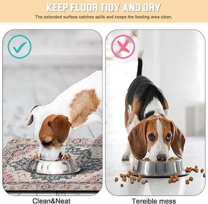 Dog Food Mat for Floors Waterproof Quick Dry Pet Placemat Cat Feeding Bowls Mats for Food and Water, Eco-Friendly Dog Accessories Diatomite Pets Supplies 12" X 20"