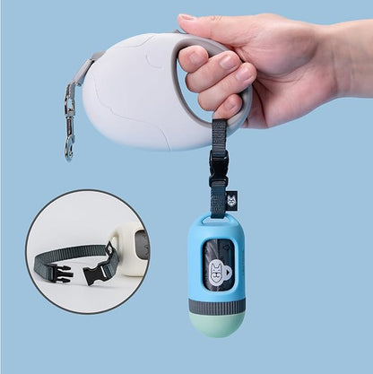 SVD.PET Dog Poop Bag Dispenser, Retractable Dog Waste Bag Holder for Leash, Pet Poop Bag Holder with 15 Bags, Dog Walking Accessory (Blue/Jade)