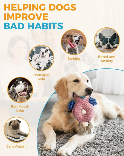 Crinkle Squeaky Dog Toys for Medium Dogs, Durable Plush Chew Toys for Tough Play, Interactive Tug of War Toy, Teething Gift to Keep Them Busy and Relieve Boredom (Pink Chick)