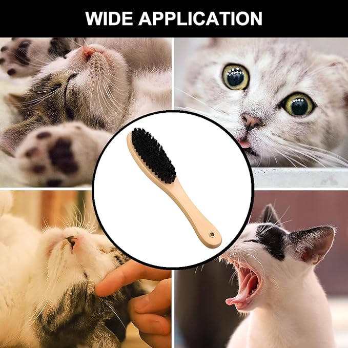 Cat Brush Professional Soft Bristle Cat Grooming Brush with Wooden Handle for Kitten Pet Grooming