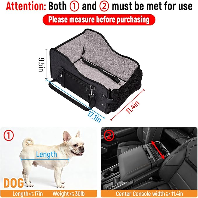 TKYZ Center Console Dog Car Seat,Pet Puppy Middle Console Dog Car Seat for Small Dogs (Full-Size Truck Black)