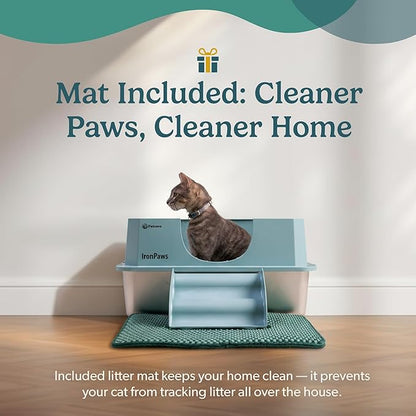 Stainless Steel Cat Litter Box with Lid - XL 3-in-1 Design for Indoor Cats - Stainless Steel Litter Box - Maximum Privacy and Odor Control for Indoor Cats - Green