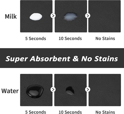 Dog Food Mat - Absorbent Cat Mat for Food and Water, No Stains Pet Feeding Bowl Mat, Easy to Clean Pet Placemats, Quick Dry Dog Water Dispenser Mat for Messy Drinkers | Black 16"x 24"