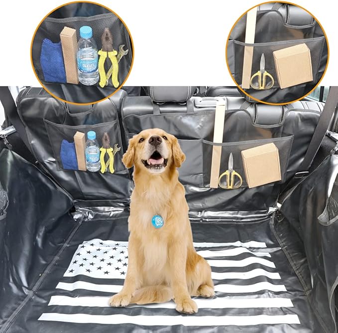 BESTAOO Dog Trunk Liner for Jeep, Heavy Duty Waterproof Oxford Cargo Protector for 2007-2026 Wrangler JK JL 4-Door, Nonslip Washable Pet Seat Cover & Anti-Scratch Liner (US Flag)