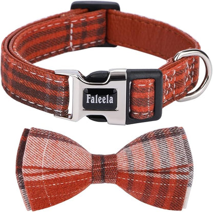 Faleela Soft &Comfy Bowtie Dog Collar,Detachable and Adjustable Bow Tie Collar,for Small Medium Large Pet (Large(Pack of 1), Orange)