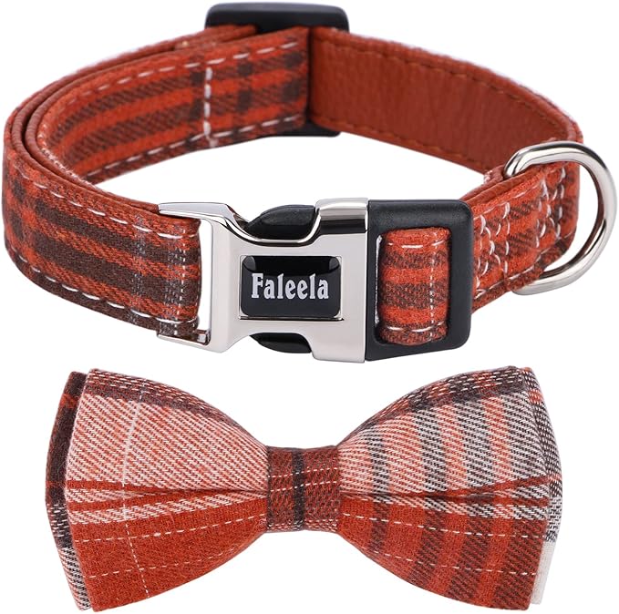 Faleela Soft &Comfy Bowtie Dog Collar,Detachable and Adjustable Bow Tie Collar,for Small Medium Large Pet (Medium (Pack of 1), Orange)