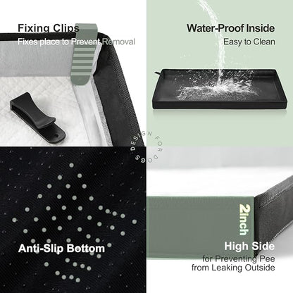 Large Portable Dog Pee Pads Holder for Travel, Puppy Pad Holder Foldable Liner Base 33''x23'' Training Pad Holder with Fixing Clips, Dog Litter Box Waterproof, Easy Clean,Indoor Potty