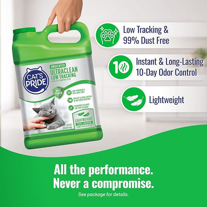 Cat's Pride Max Power: UltraClean Low Tracking Multi-Cat Clumping Litter - Keeps Paws & Home Clean - Up to 10 Days of Powerful Odor Control - 99% Dust Free - Unscented, 15 Pounds