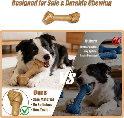 Dog Chew Toys for Aggressive Chewers, Durable Nylon & Wood Teething Toy with Chicken Flavor, Tough Chewing Dog Toys for Large Dogs (Stick)