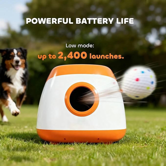 Automatic Dog Ball Launcher for Indoor and Outdoor Play – Adjustable Distance, Quiet Operation, Long-Lasting Battery Powered Fetch Toy