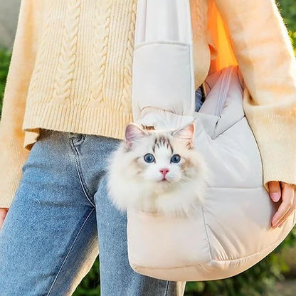 Mini Dog Purse Carrier with Pockets, Warm Cute Pets Bags with Secure Harness Clip, Cat Shoulder Bag for Outings, Lightweight Puppies Bags Kennel, Trained Pets Handbag Outdoor(Khaki,One Size)