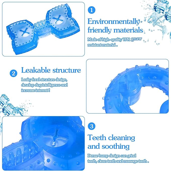 Hungdao 2pcs Puppy Teething Rings Freezable Dog Teething Toy Pet Cooling Chew Toy for Puppies Small Dogs & Medium Dog Suitable Fetch Food Relieve Dental Discomfort