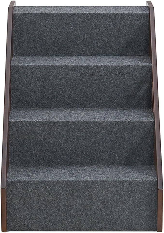 MECO Stakmore Pet Steps with Solid Hardwood Construction and Foldable Design, Stairs for High Beds for Pets in All Life Stages, Espresso