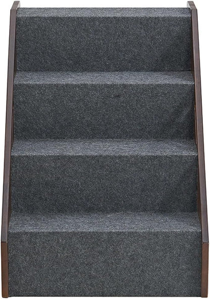 MECO Stakmore Pet Steps with Solid Hardwood Construction and Foldable Design, Stairs for High Beds for Pets in All Life Stages, Espresso