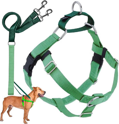 2 Hounds Design Freedom No Pull Dog Harness, Adjustable Harness and Leash Set, Easy Walking & Comfortable Control, Fits Small, Medium & Large Dogs, Solid Colors, Made in USA, 5/8" SM, Neon Green