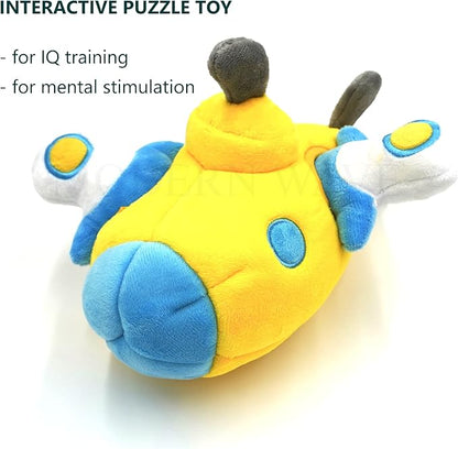 MODERN WAVE - Interactive Squeaky Plush Hide and Seek Squirrel Type Puzzle Toy for Dogs, Medium Size (Submarine and Divers)