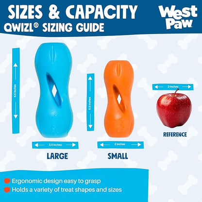 West Paw Qwizl Durable Zogoflex Dog Puzzle Toy for Mental Stimulation, and Enrichment - Treat Dispensing for Bully Sticks and Dental Sticks - Dishwasher Safe - Made in USA - Large - Periwinkle