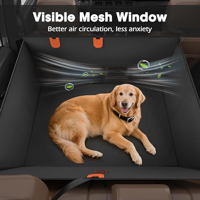 FURTIME XL Dog Car Seat, Upgraded PU Leather Back Seat Extender with Hard Bottom, Waterproof Pet Car Seat Cover for Large Medium Sized Dog, Pet Hammock for Cars, SUVs, Trucks