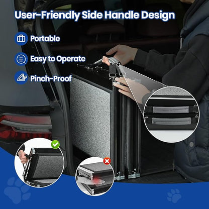 Dog Ramp for Car, Pawlify 71" x 20" Dog Ramps for Large Dogs with Anti-Pinch Handle and Anti-Slip Rug Surface, Folding Dog Ramp Up to 250LBS, Portable Dogs Car Ramp for SUV, Trucks
