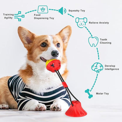 Coolplay Suction Cup Tug of War Toy for Aggressive Chewers, Interactive Treat Dispensing Rope Toy, Dog Enrichment Toys