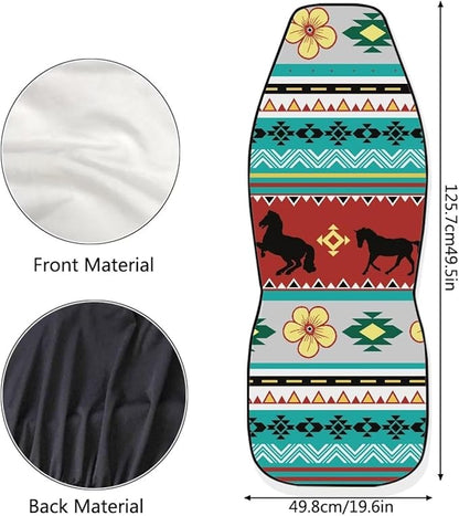 Dreaweet Navajo Seat Covers for Cars SUV Trucks,Aztec Ethnic Tribal Horse Pattern Car Seat Covers Front Seats Protector Set of 2,Southwestern Car Accessories for Women Men