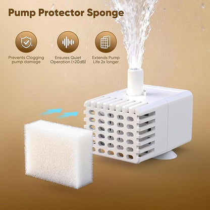 Dog Water Fountain Filter Replacement, 4 Packs Pet Water Filter & Sponge Filter for Sharlovy W10 Pro, 2 Months Set Easy-Swap For Dogs and Cat Fountain