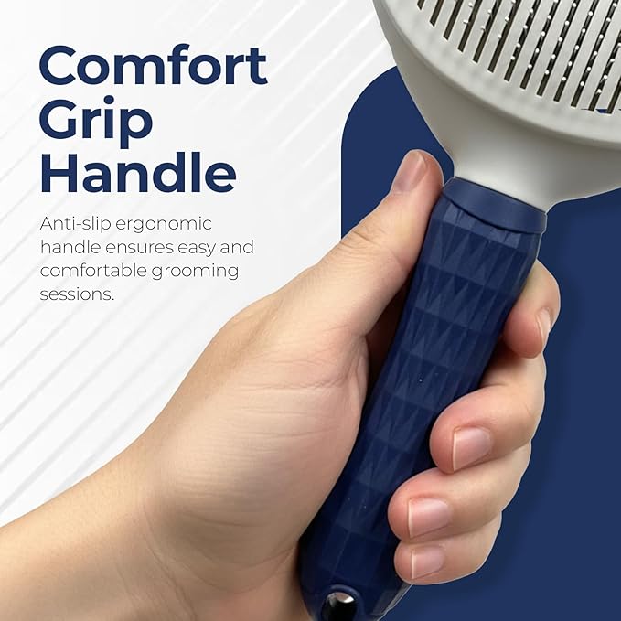 BPG Pet Grooming Tools for Dogs & Cats- Self-Cleaning Slicker Brush, Removes Loose Hair- Skin Safe Easy to Use Deshedding & Detangling Grooming Tool for All Coat Types
